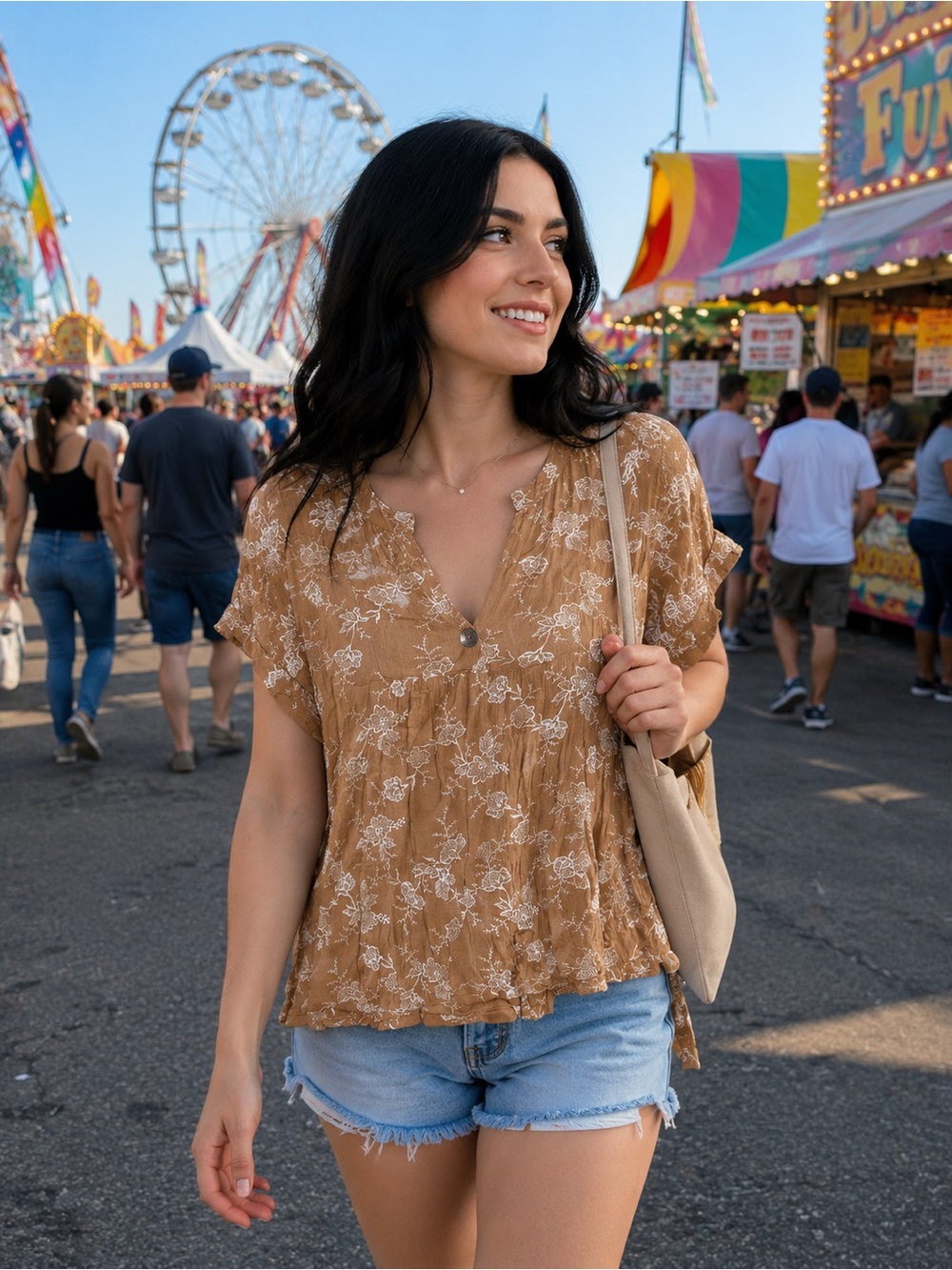 Ivy Jane Floral Embroidered Boho Top – Size Small